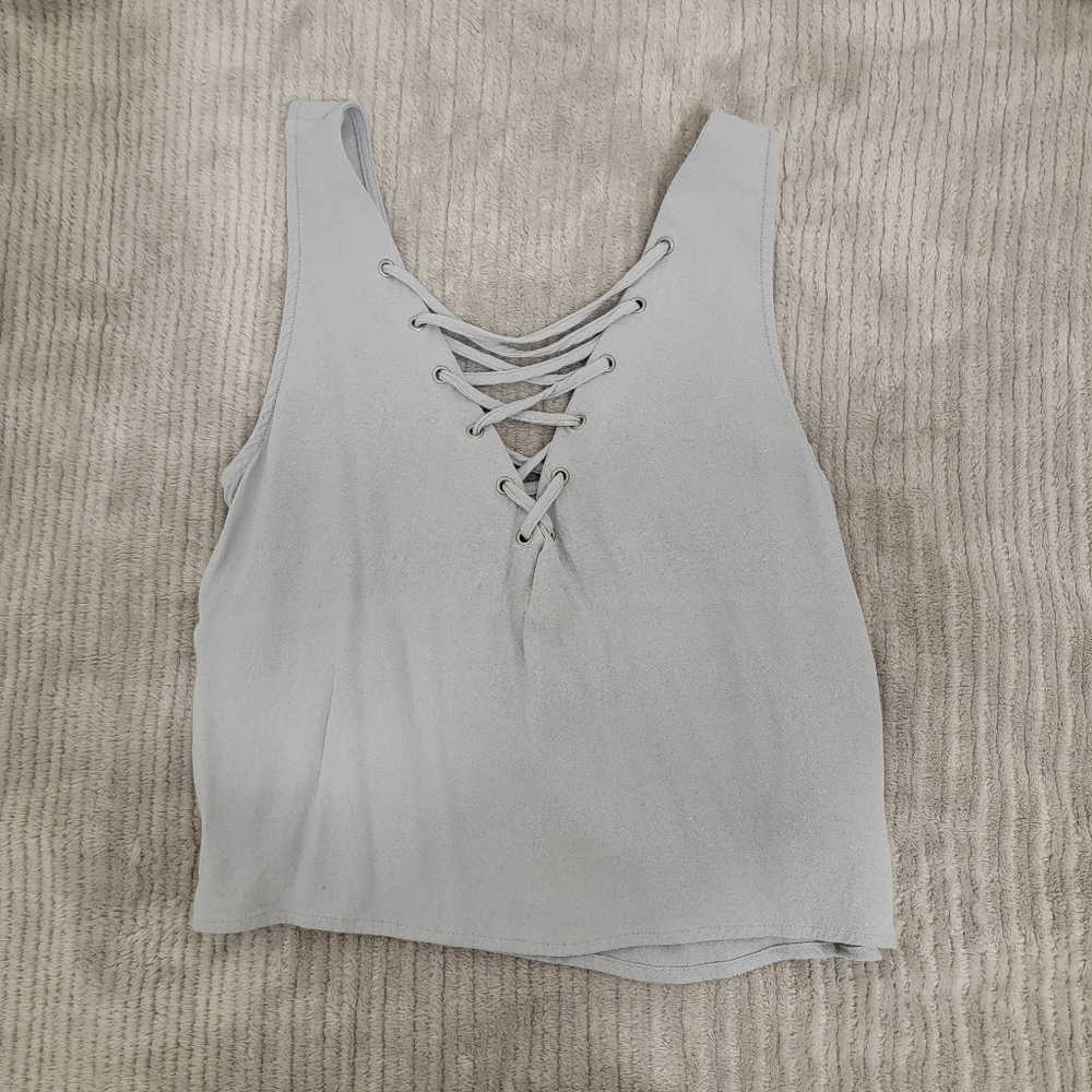 Forever 21 || grey lace up tank top